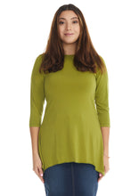 Load image into Gallery viewer, green silky tunic top to wear with a skirt
