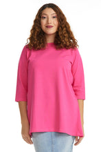 Load image into Gallery viewer, dark Pink oversized loose comfortable tee for plus size women
