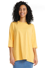 Load image into Gallery viewer, Plus Size Casual Yellow 3/4 sleeve baggy t-shirt for women
