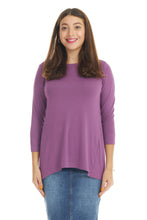 Load image into Gallery viewer, mauve crew neck high-low loose tunic top for women
