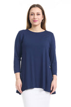 Load image into Gallery viewer, navy basic tznius flattering loose tunic shirt
