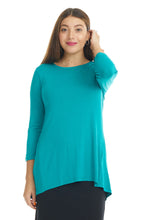 Load image into Gallery viewer, turquoise basic plus size top to wear with jean skirts
