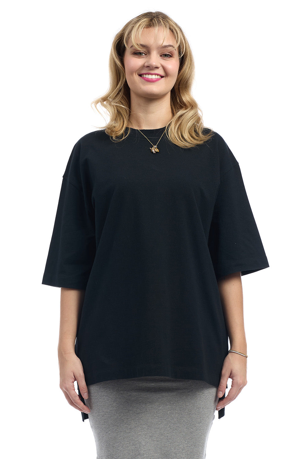 3/4 Sleeve Cotton Oversized Hi-Lo Tunic T-shirt EX801244