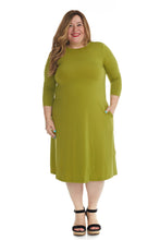 Load image into Gallery viewer, Fit n&#39; Flare Dress with 3/4 Sleeves and Pockets &#39;Tammee&#39; EX803155
