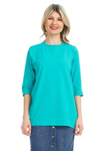 Load image into Gallery viewer, Plain teal 3/4 sleeve tunic t-shirt for women
