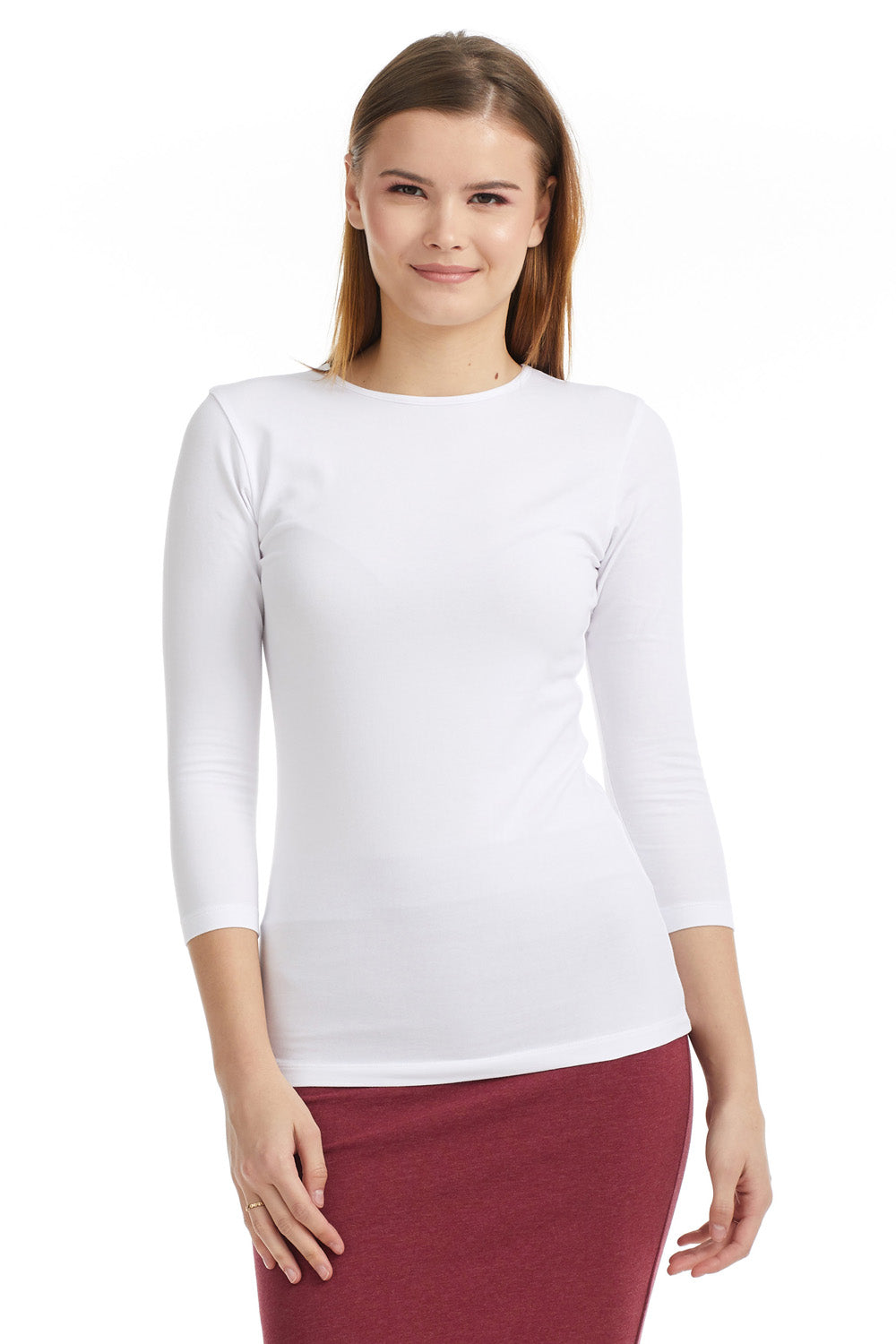 3/4 Sleeve Snug Fit Layering Cotton T-Shirt Top EX801941
