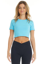 Load image into Gallery viewer, Short Sleeve Crew Neck Cotton Cropped Top EX801257

