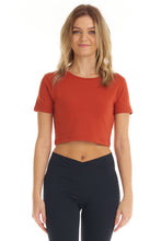 Load image into Gallery viewer, Short Sleeve Crew Neck Cotton Cropped Top EX801257
