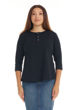 Load image into Gallery viewer, 3/4 Sleeve Cotton Button-Up Henley Top EX801259
