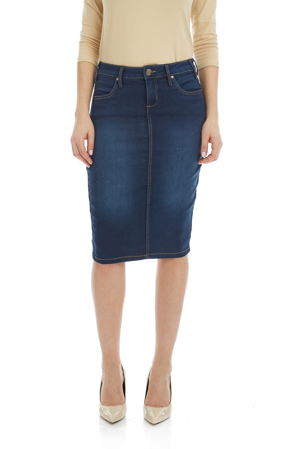 Below Knee Length Denim Pencil Skirt 'Miami' EX802146