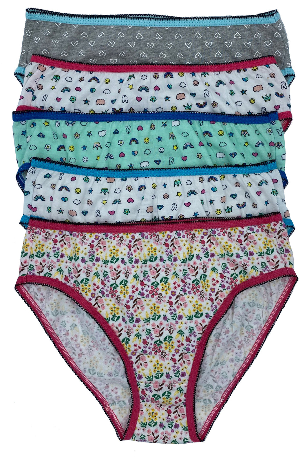 Cotton Hi-Cut Underwear for Girls in Assorted Colors EX804224Y
